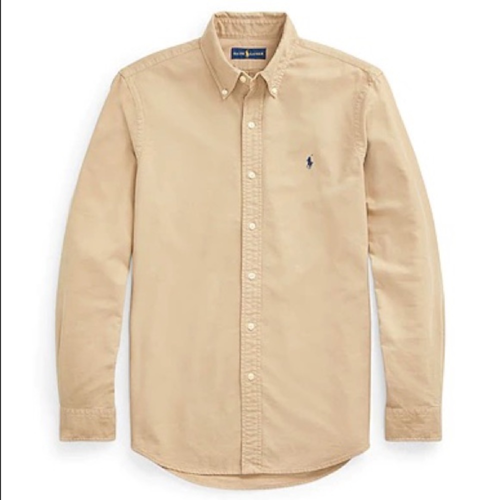 Polo Ralph Lauren Slim Fit Oxford Shirt - Beige / Tan - Medium - Great Shape!